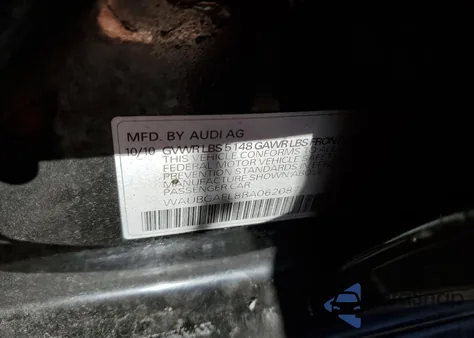 2011 Audi S4 Premium Plus z USA, uszkodzony, nr VIN WAUBGAFL8BA062087